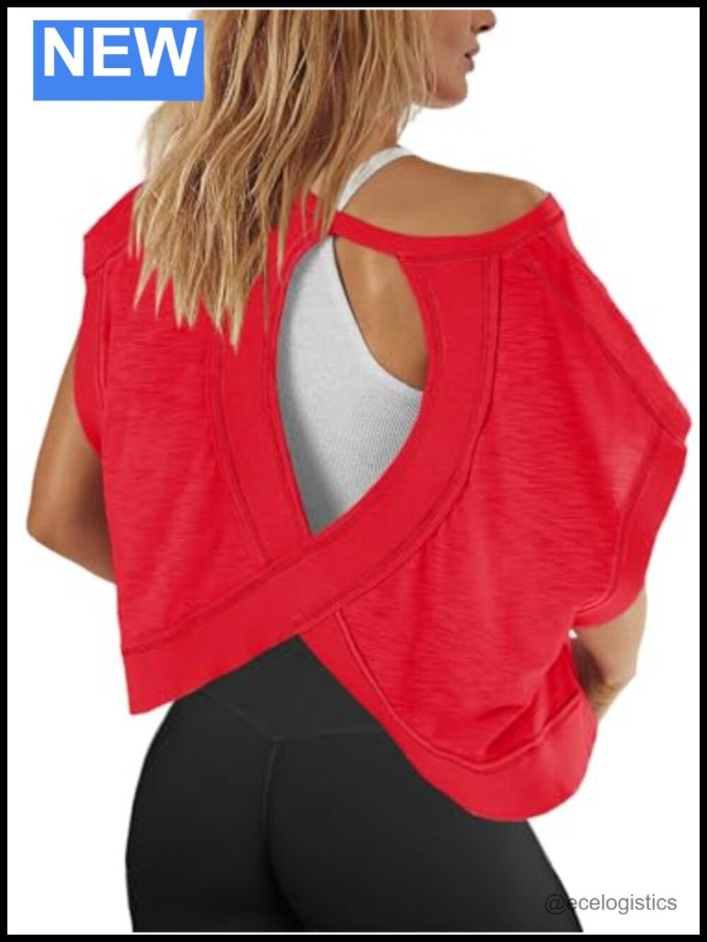 Open Back Workout Top Oversized T Shirt Backless Athletic Tee